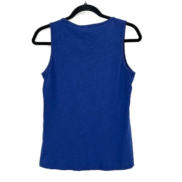 NWT PERUVIAN CONNECTION Basic Blue Scoop Neck Sleeveless Cotton Tank Top Size XS - Picture 2 of 5